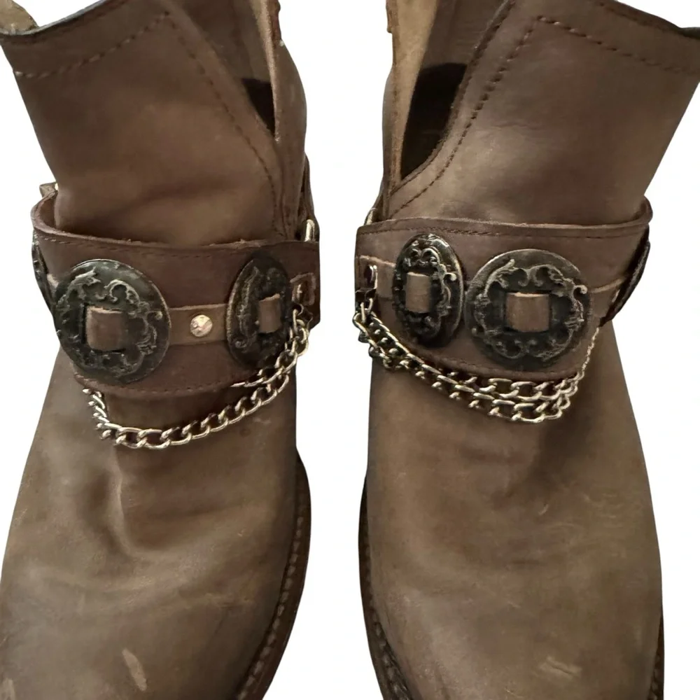 Freebird Mystic O Silver Ring Concho and Chain Western Handmade Leather Boots 11 - Picture 4 of 11